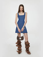 Blue Stretch Denim Slip Dress