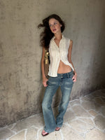 Sleeveless Lace Tie Waist Top