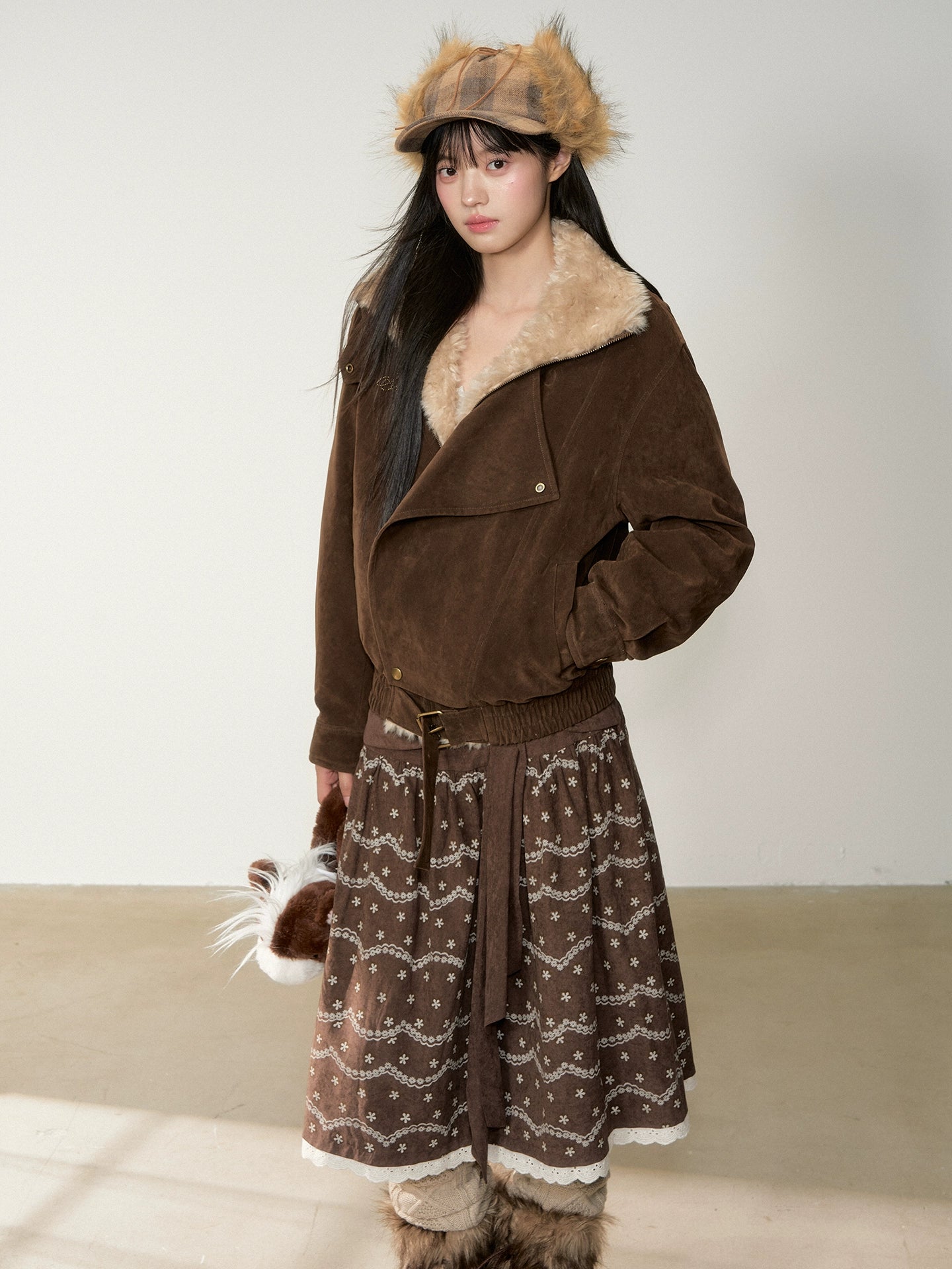 Retro Suede Shearling Moto Jacket