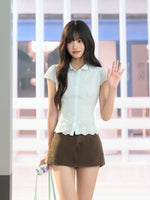 Embroidered Doll Collar Shirt