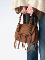 Suede Braided Handle Mini Bag