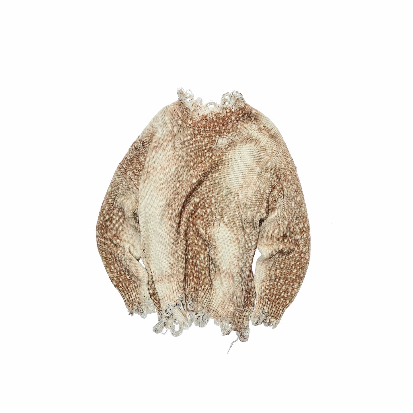 Vintage Deer Print Distressed Knit Sweater