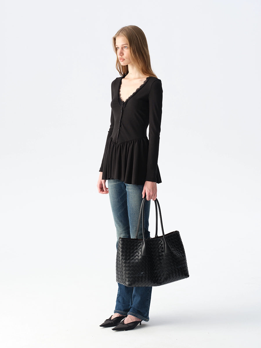 Lace Panel V-Neck Top