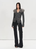 Black Mid-Rise Flare Denim Pants