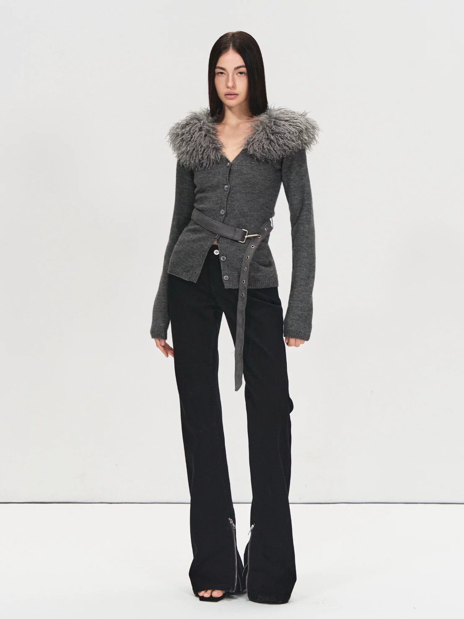 Black Mid-Rise Flare Denim Pants