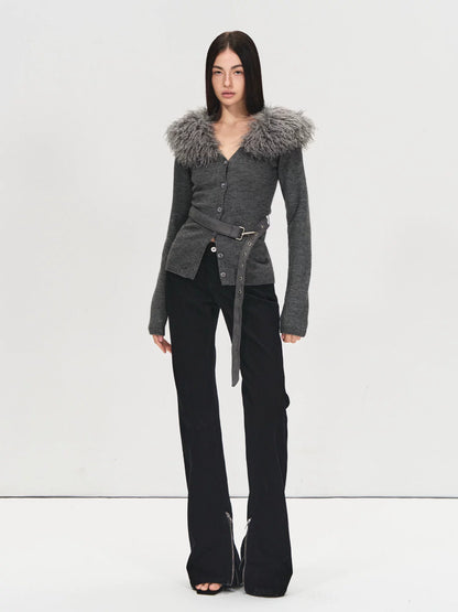 Black Mid-Rise Flare Denim Pants