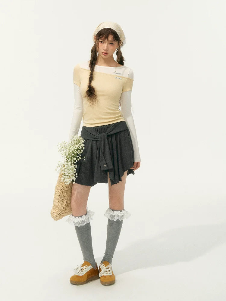 Asymmetric Tie Waist Skirt