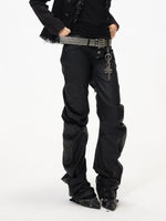 Punk Ruched Stacked Pants