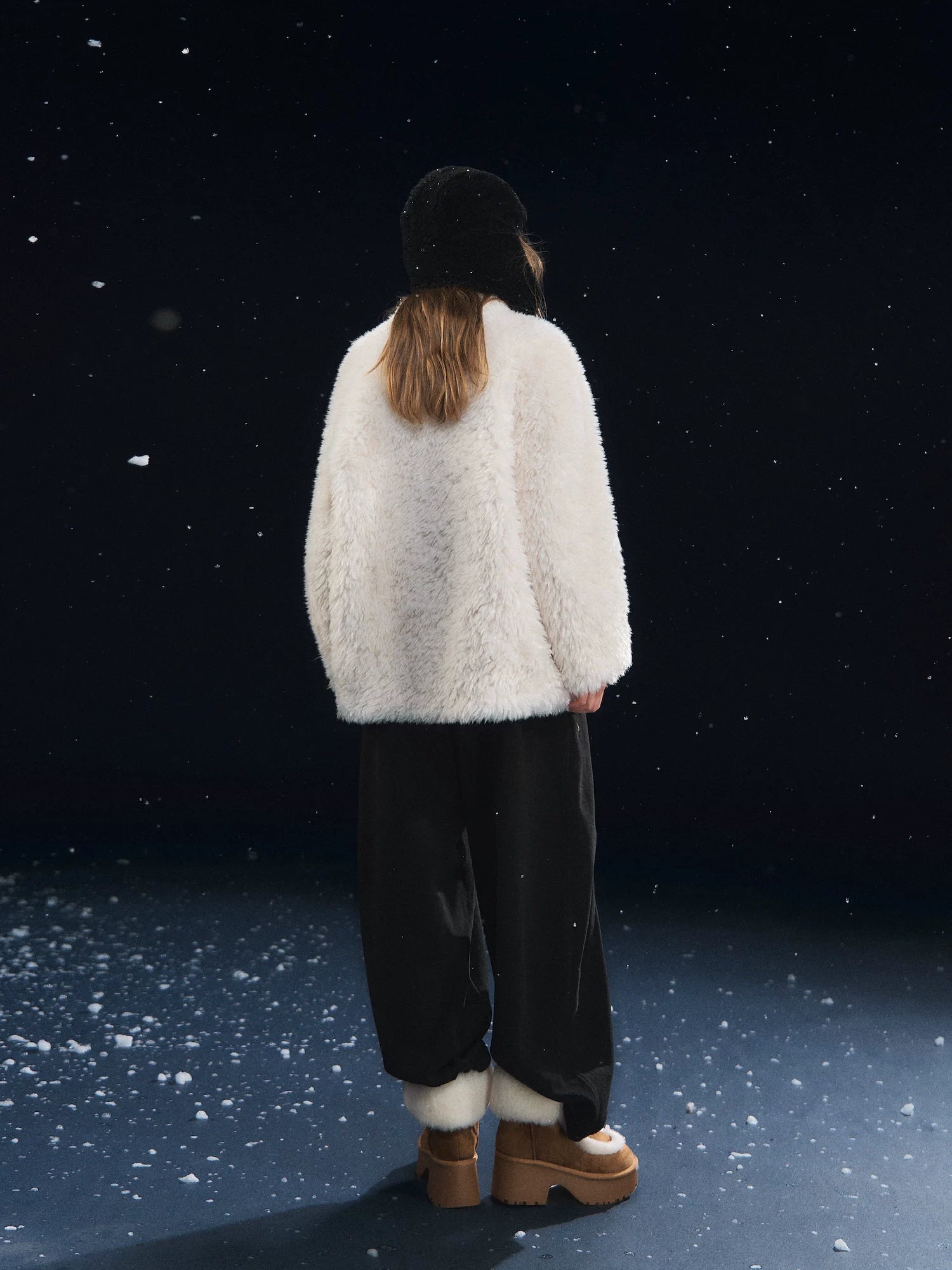 White Plush Button Coat