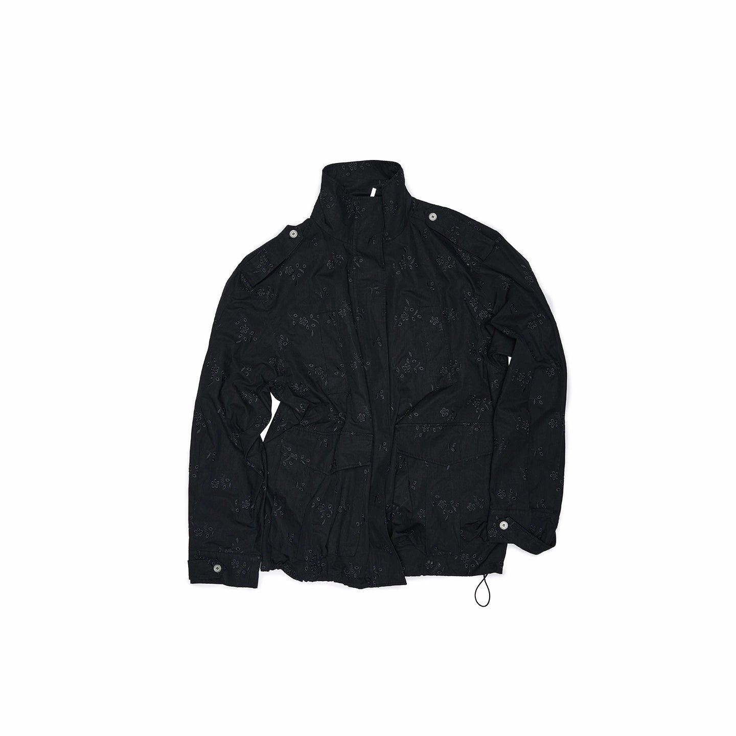 Heavy Embroidery Jacquard Multi-pocket Stand Collar Utility Jacket