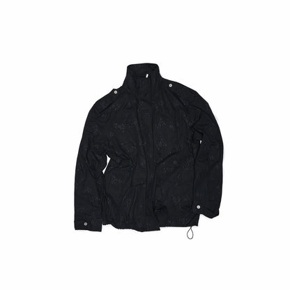 Heavy Embroidery Jacquard Multi-pocket Stand Collar Utility Jacket