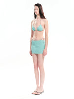 Beaded Blue Bikini Three-Piece Set