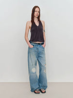 Light Blue Ripped Low-Rise Jeans
