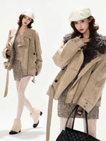 Suede Faux Fur Parka