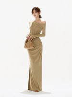 Asymmetric Knit Top & Skirt Set