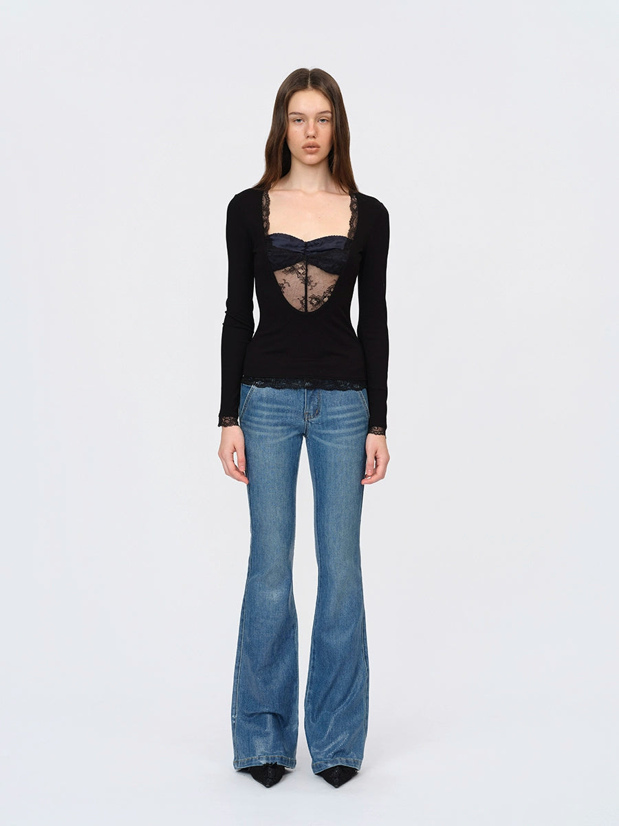 Black Lace Layered Blouse