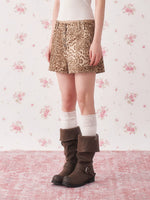Leopard Denim Shorts