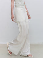 White Lace Overlay Wide Pants