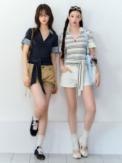 Layered Polo Knit T-Shirt