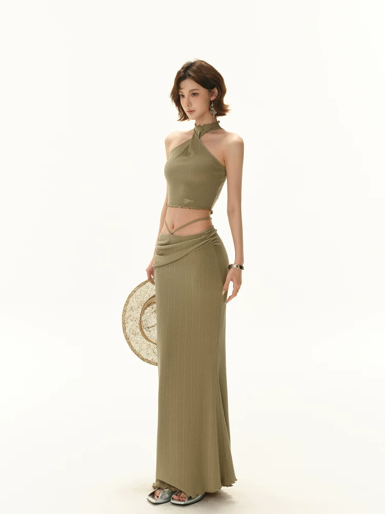 Twisted Halter Top &amp; Skirt Set