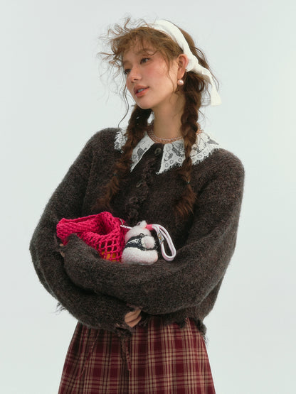 Lace Doll‑Collar Cardigan