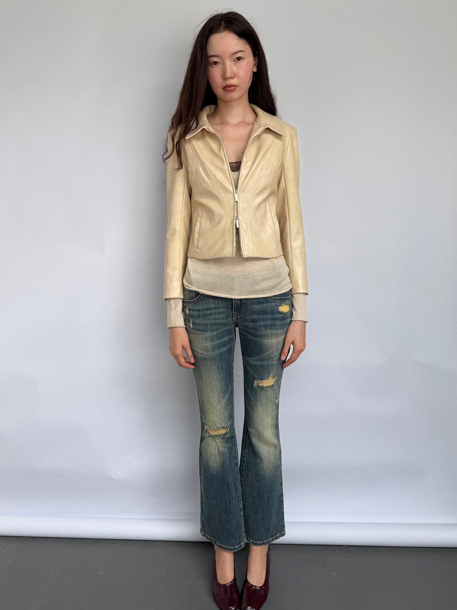 Pale Yellow PU Jacket