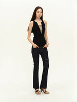 Hand-Threaded Dual-Color Knit Top