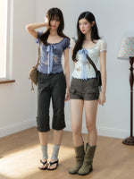 Retro Button Capri Pants