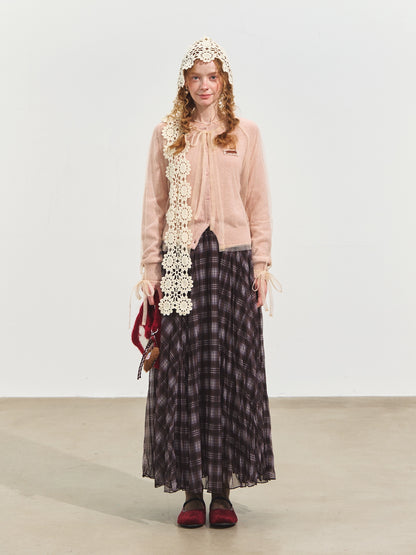 Mesh Layered Knit Cardigan