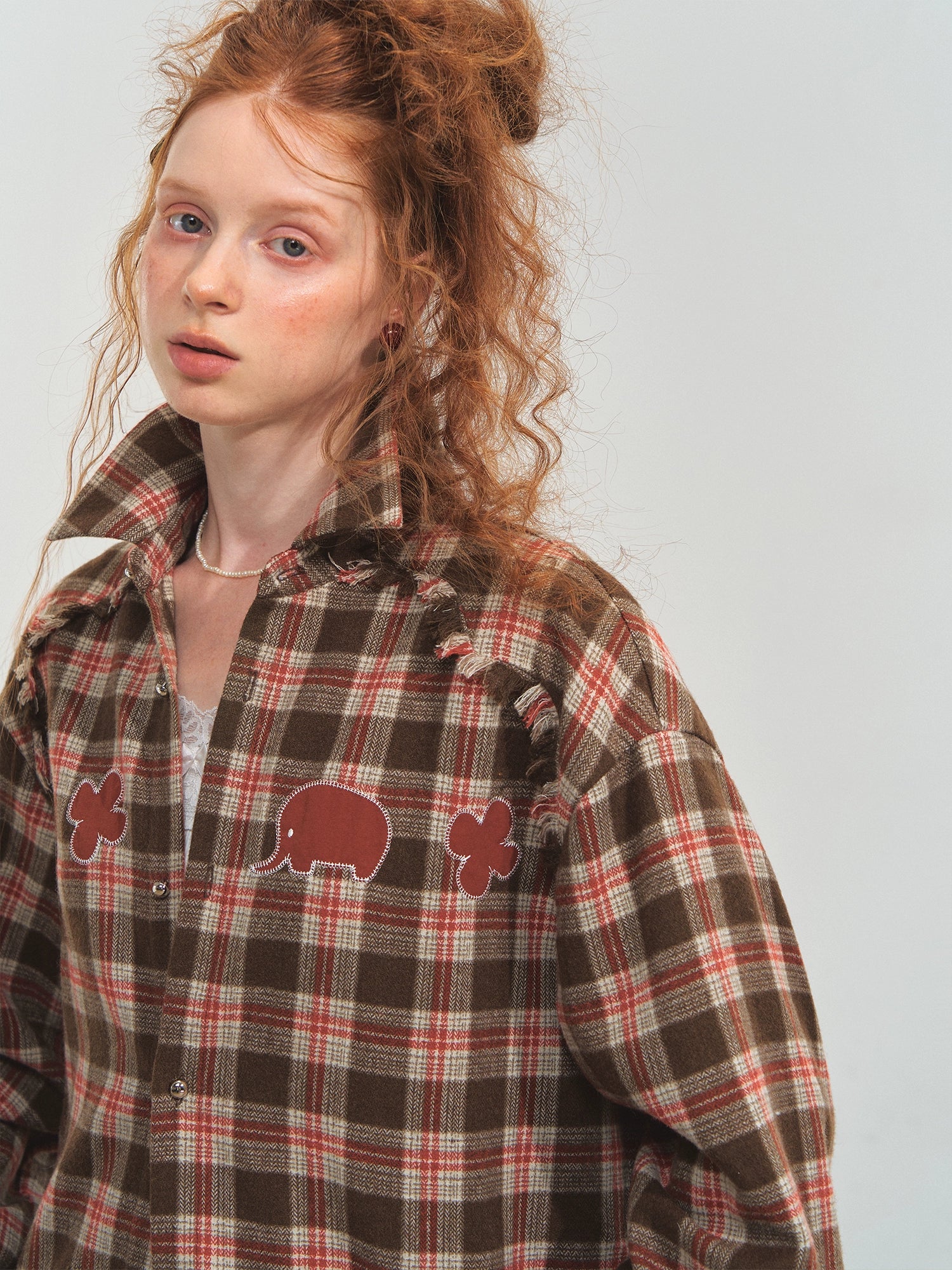 Blue &amp; Red Fringed Plaid Shirt