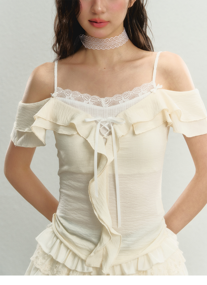 Lace 2-in-1 Knit T-Shirt
