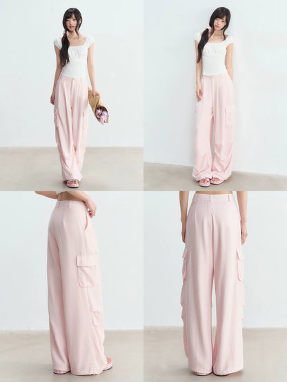 Pink Utility Wide-Leg Pants