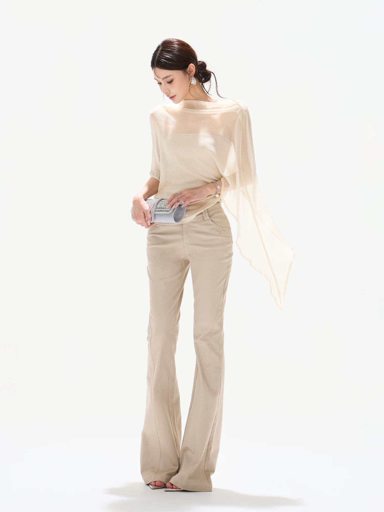 Silver Veil Asymmetrical Top