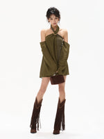 Green Halter Chiffon Dress