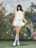 White Polka Dot Halter Dress