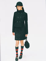 Buttoned Micro-A-Line Tailored Skirt