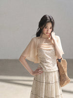 Pink Mesh Shawl Top