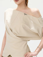 Asymmetric Knit Shoulder Top