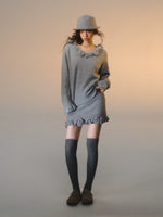 3D Rose V-Neck Knit Set