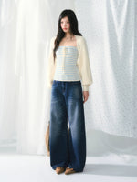 Vintage Whiskered Wide-Leg Jeans