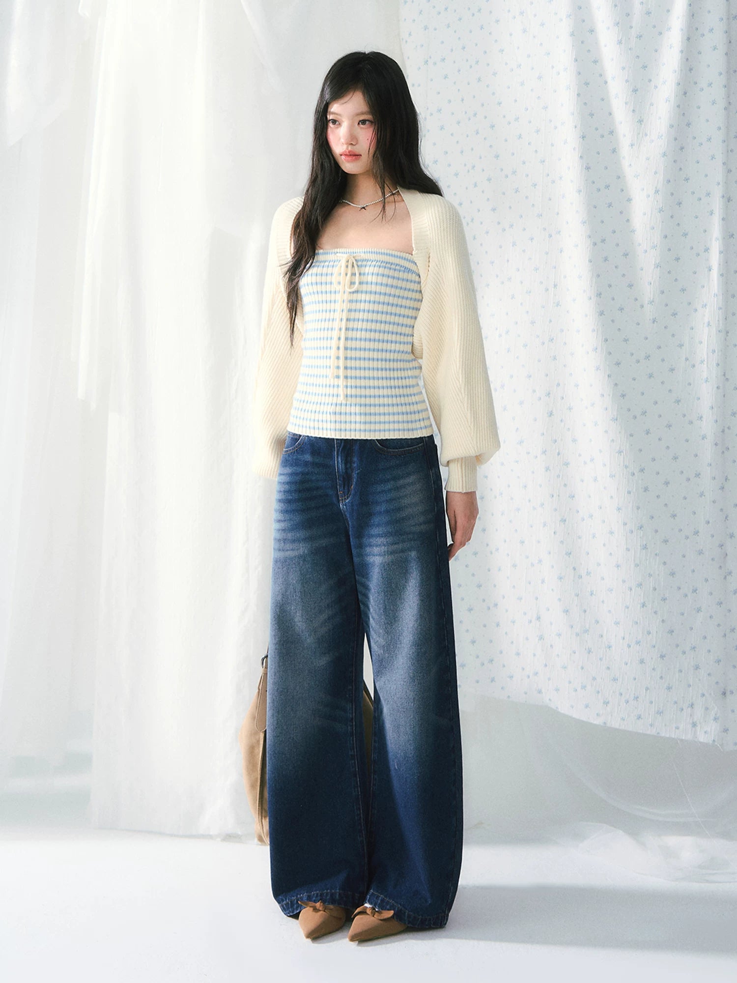 Vintage Whiskered Wide-Leg Jeans