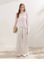 White Pleated Wide-Leg Pants