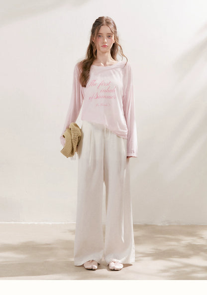 White Pleated Wide-Leg Pants