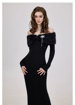 Nonna Off-Shoulder Knit Long Dress