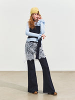 Contrast Tie Crewneck Sweater