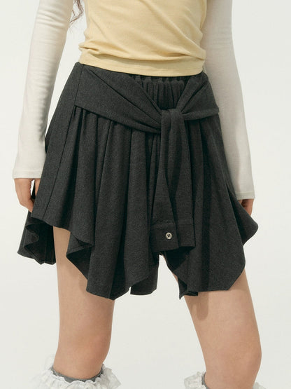 Asymmetric Tie Waist Skirt