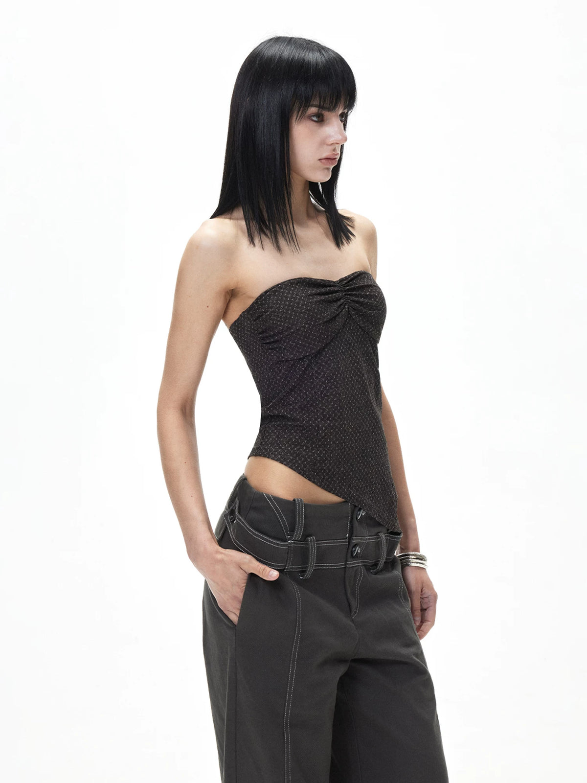 Polka Dot Textured Tube Top