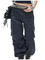 Navy Punk Drawstring Cargo Pants