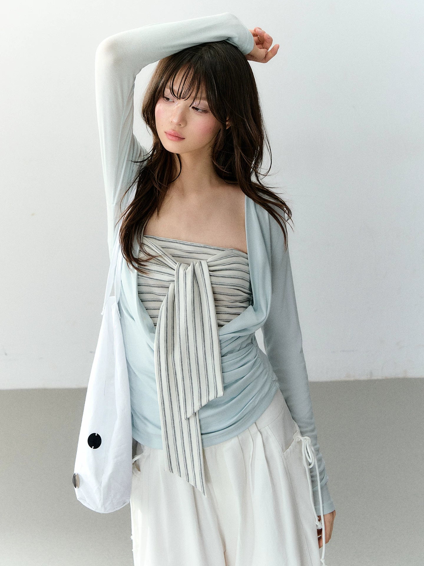 Striped Draped Neck 2-piece Set