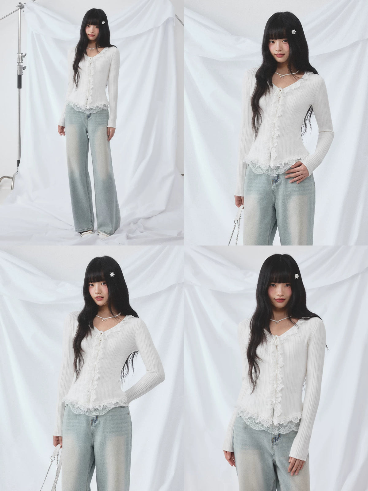 Lace Trim Knit Top